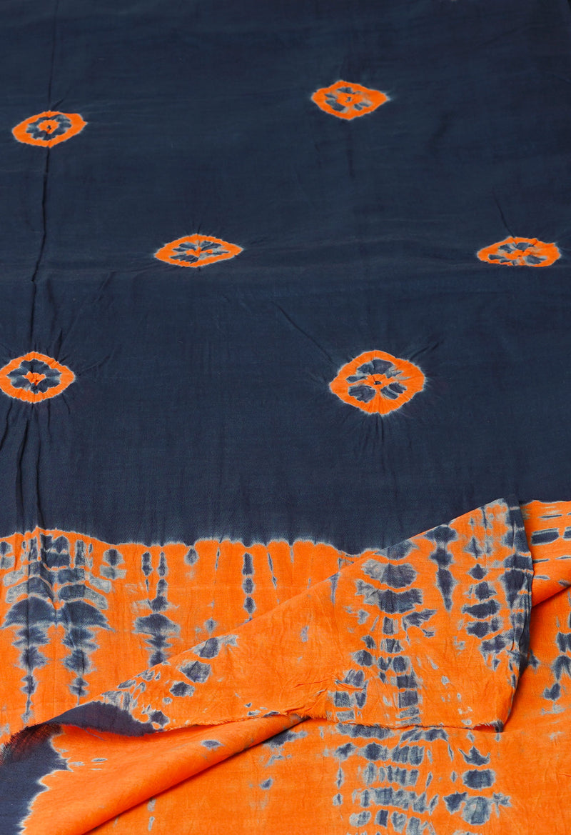 Navy Blue Pure Ajrakh Printed Soft Cotton Dupatta–UDS4647