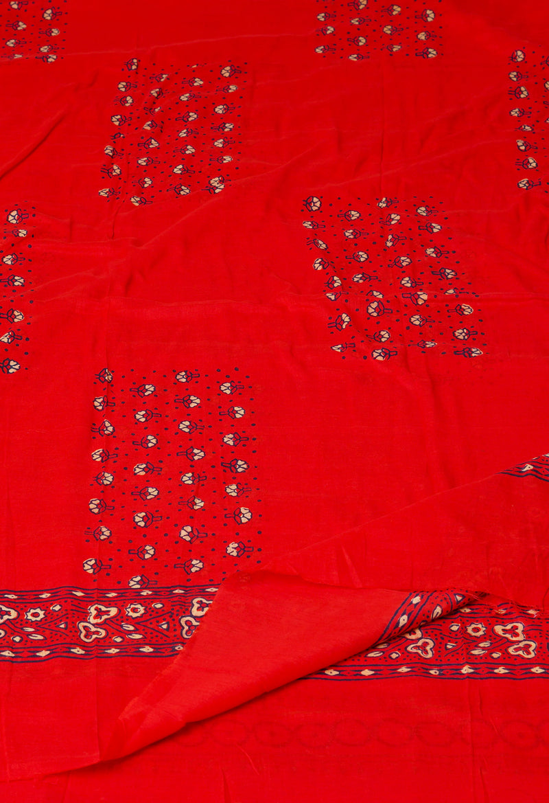 Red Pure Ajrakh Printed Soft Cotton Dupatta–UDS4650
