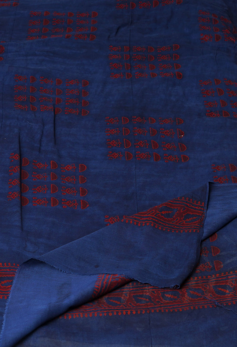Blue Pure Ajrakh Printed Soft Cotton Dupatta–UDS4651