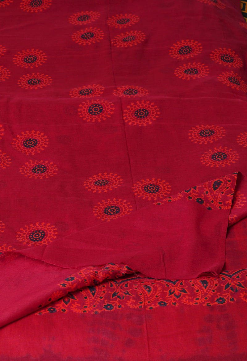 Maroon Pure Ajrakh Printed Soft Cotton Dupatta–UDS4665
