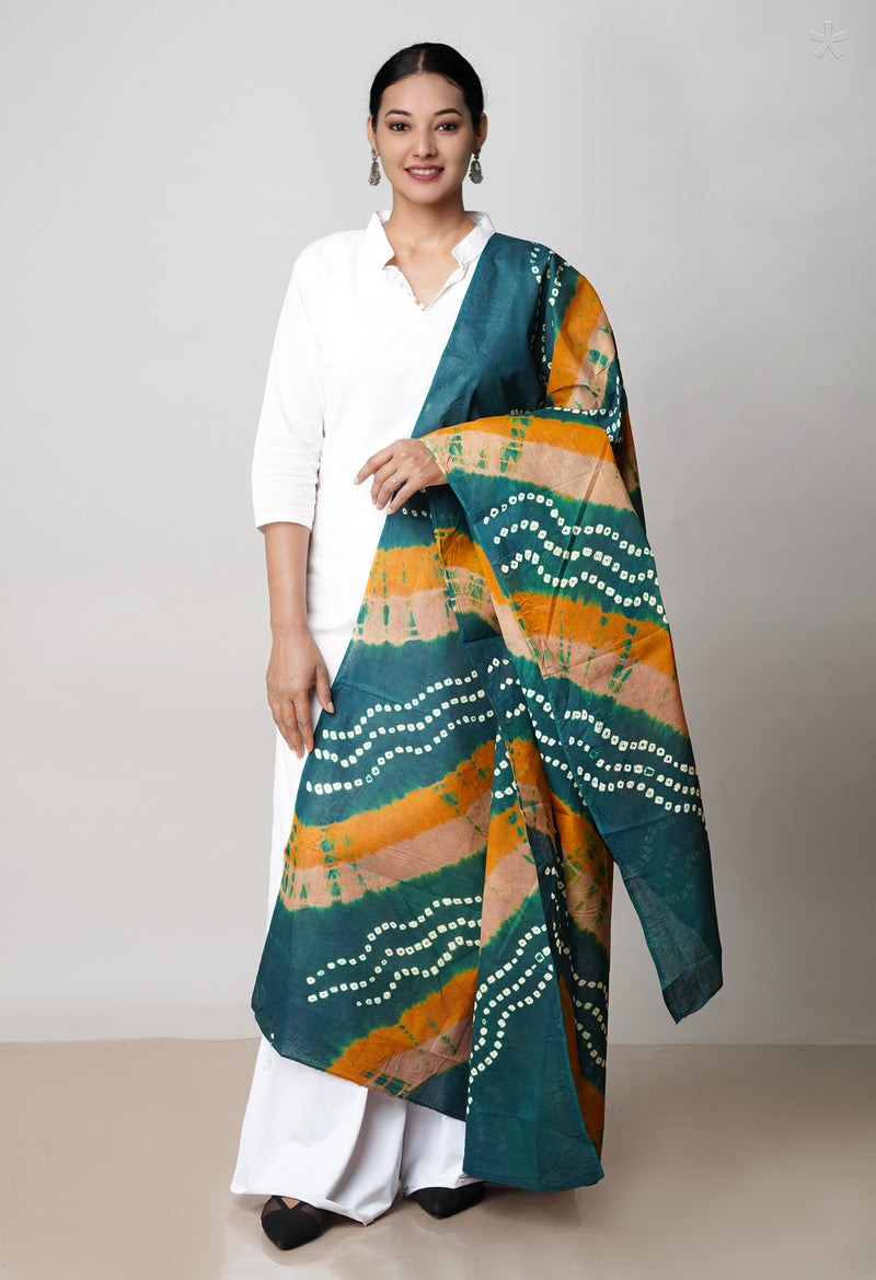 Multi Pure Bandhani Printed Cotton Dupatta–UDS4674