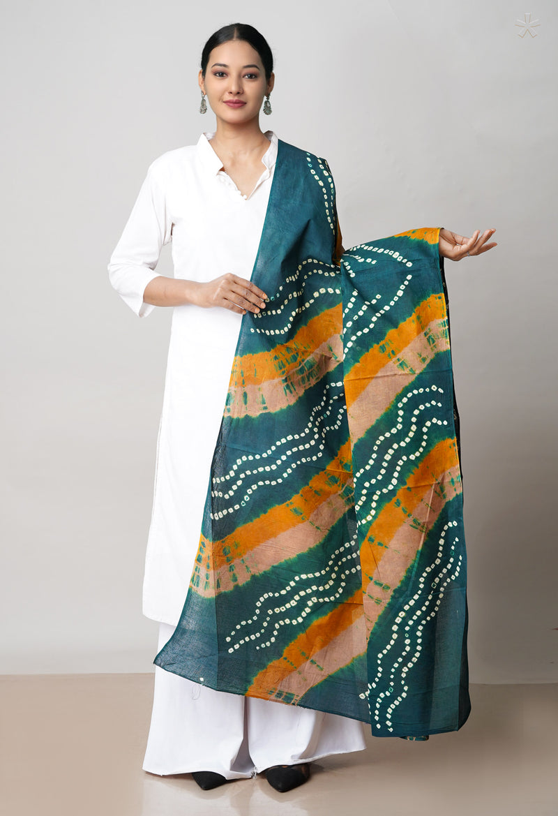 Multi Pure Bandhani Printed Cotton Dupatta–UDS4674