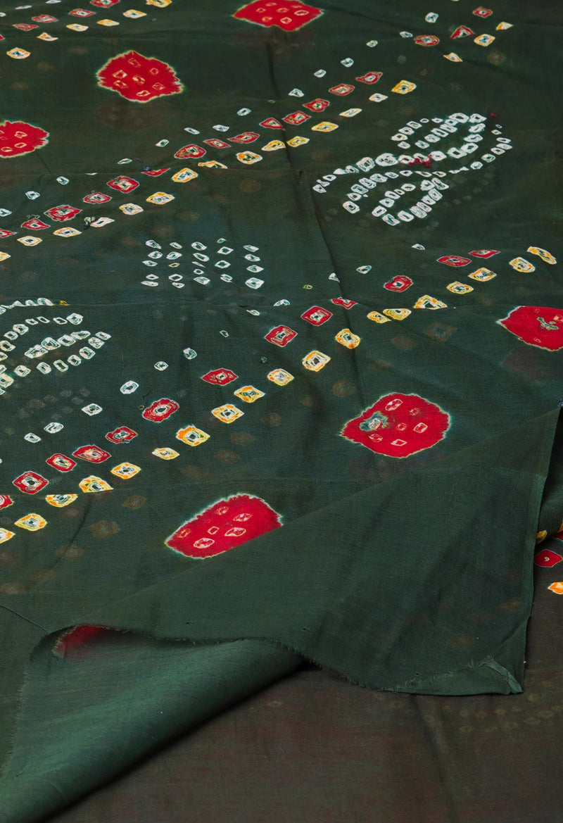 Olive Green Pure Bandhani Printed Cotton Dupatta–UDS4677