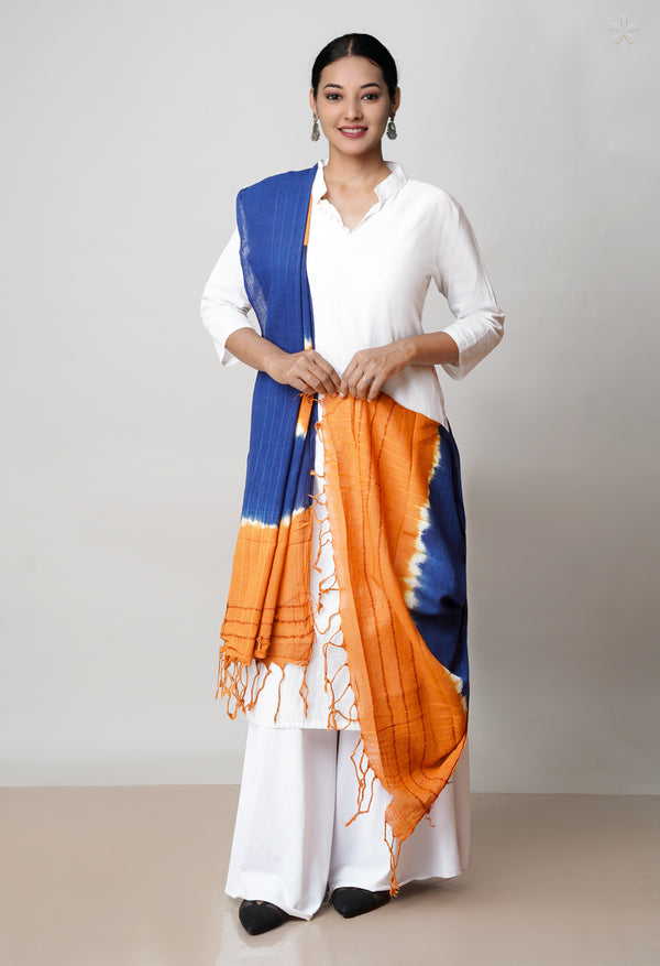 Blue Pure Bandhani Printed Cotton Dupatta–UDS4682