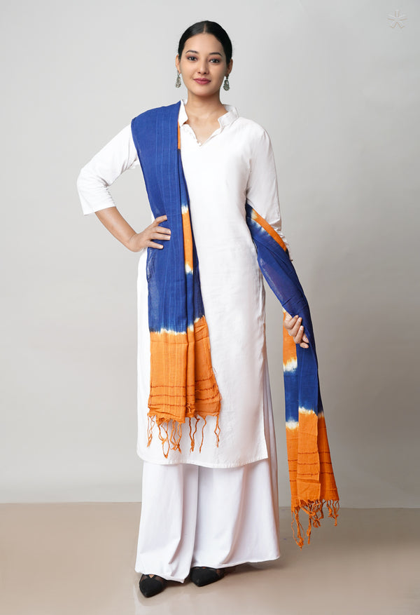 Blue Pure Bandhani Printed Cotton Dupatta–UDS4682