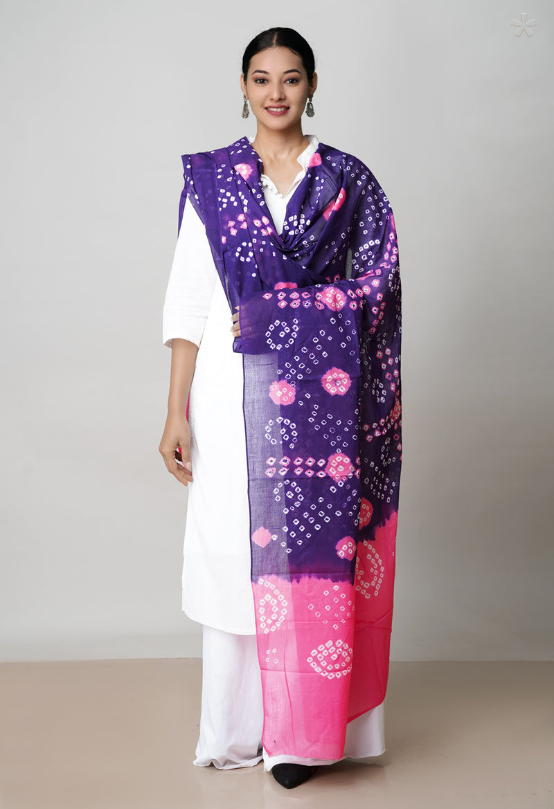 Blue Pure Bandhani Printed Cotton Dupatta–UDS4693