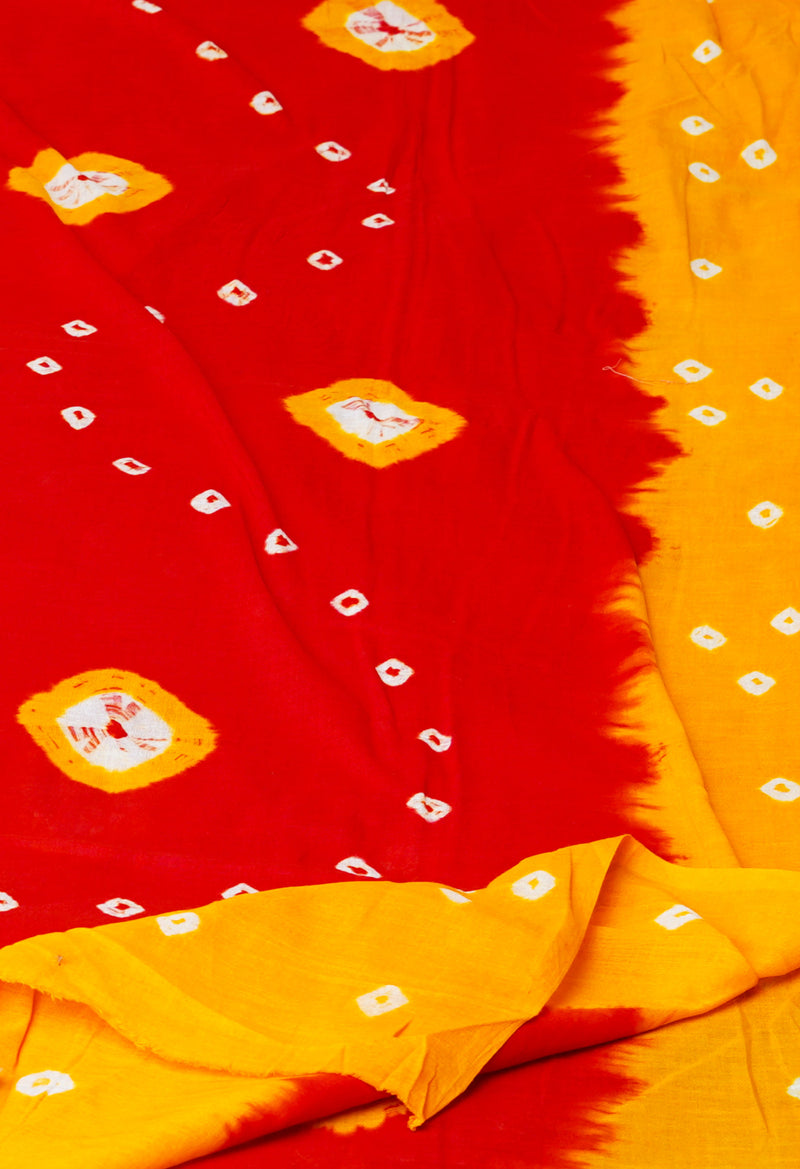 Red Pure Bandhani Printed Cotton Dupatta–UDS4694