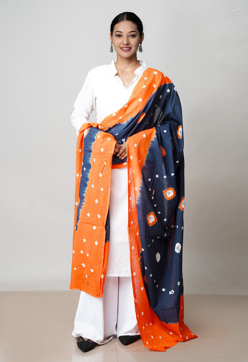 Blue Pure Bandhani Printed Cotton Dupatta–UDS4699