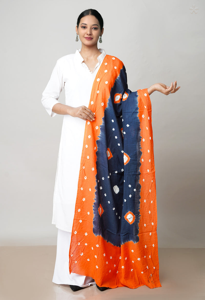 Blue Pure Bandhani Printed Cotton Dupatta–UDS4699