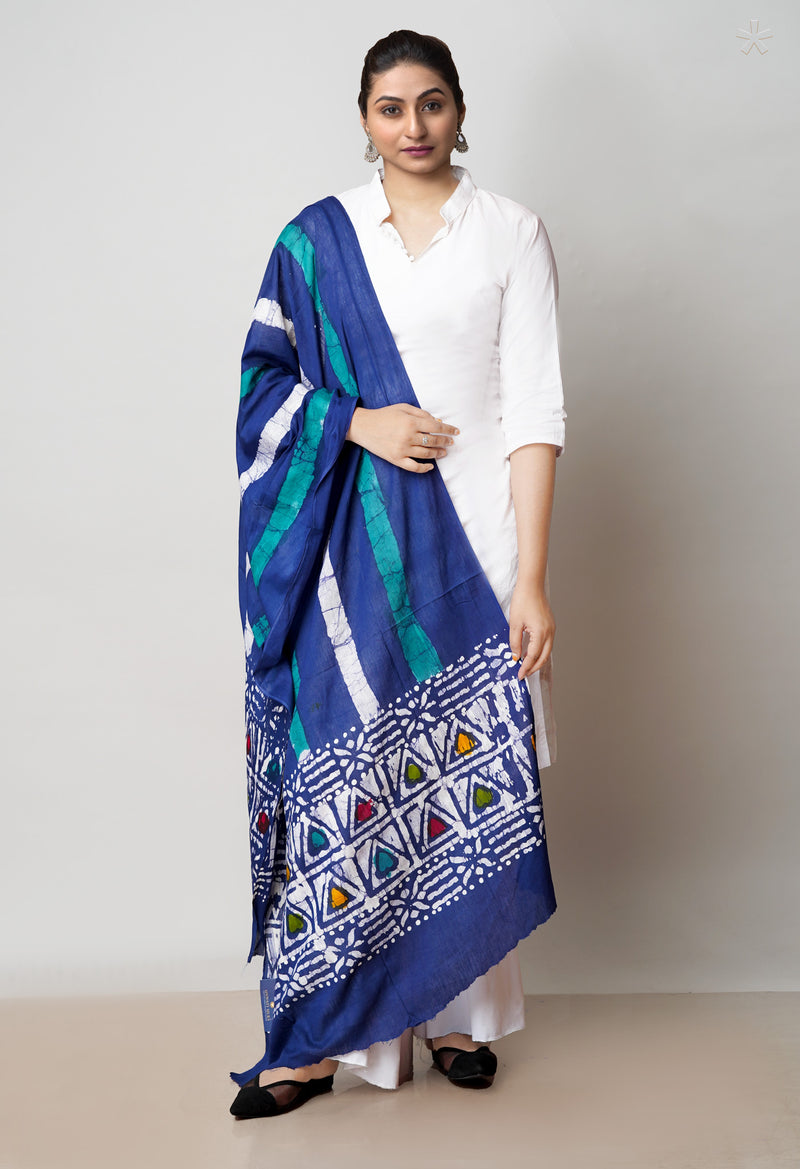 Blue Pure Bandhani Printed Cotton Dupatta–UDS4700