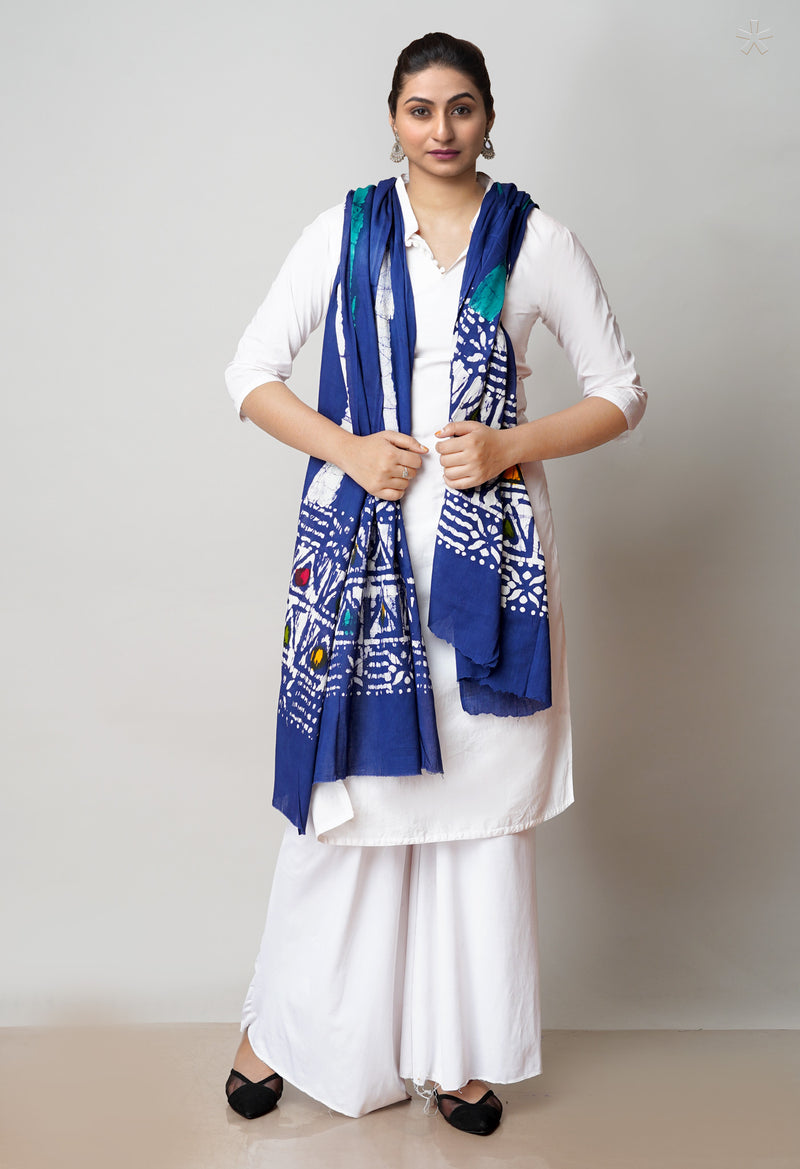 Blue Pure Bandhani Printed Cotton Dupatta–UDS4700