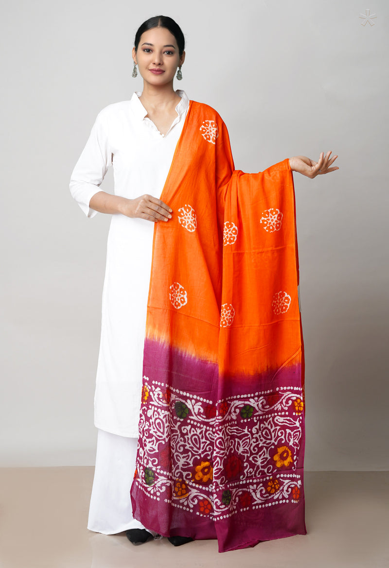 Orange Pure Bandhani Printed Cotton Dupatta–UDS4701