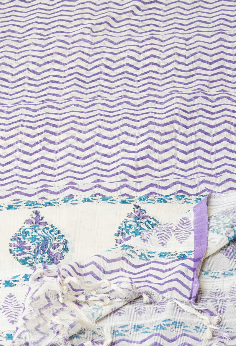 Lavender Pure South Hand Block printed Cotton Dupatta–UDS4778
