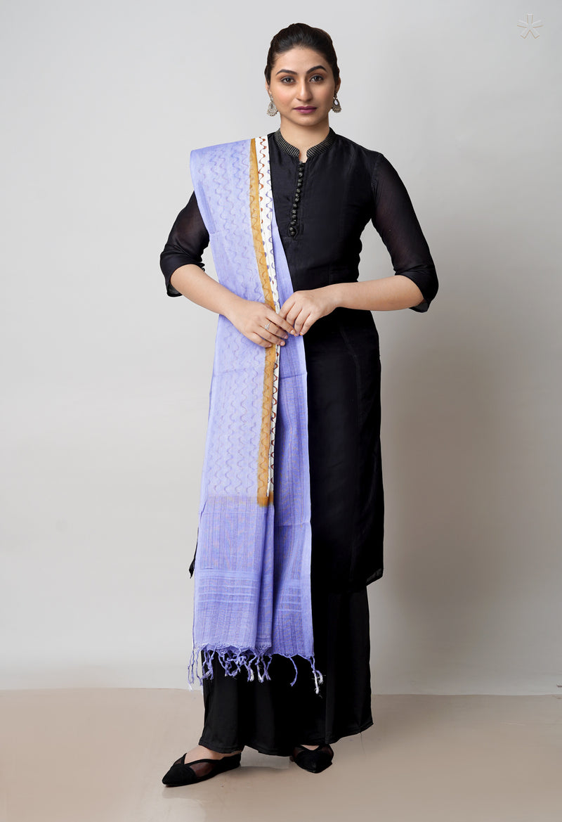 Cream Pure South Hand Block printed Cotton Dupatta–UDS4789