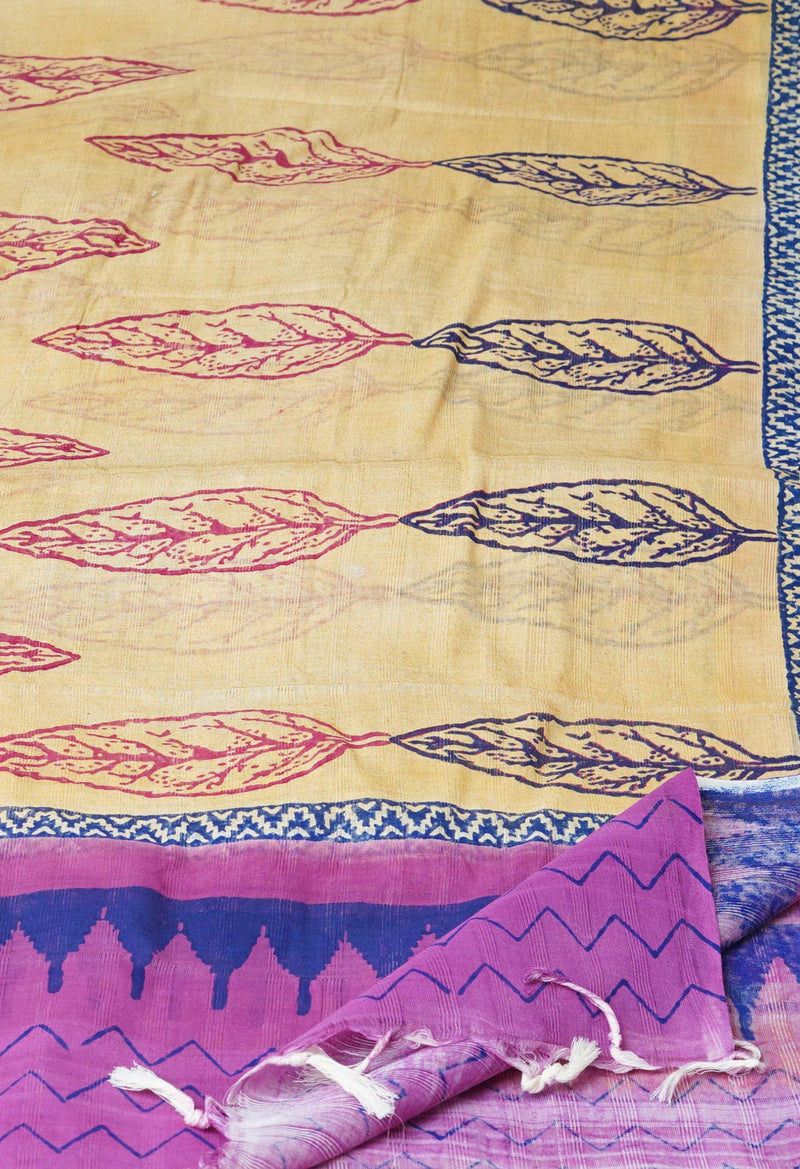 Brown Pure South Hand Block printed Cotton Dupatta–UDS4795