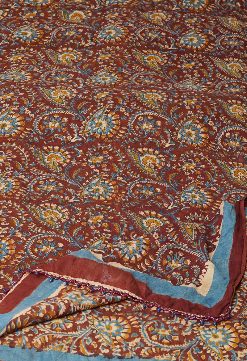 Brown Pure Kalamkari Printed Cotton Dupatta–UDS4843
