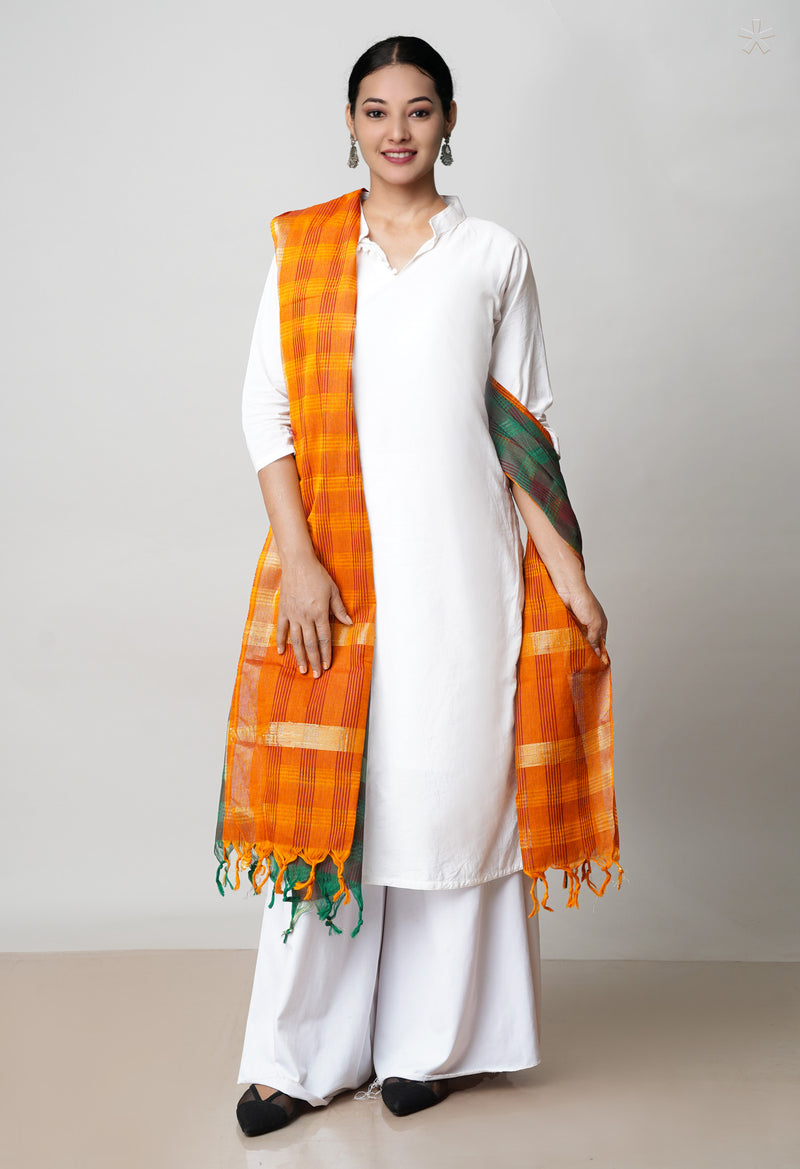 Multi Pure Plain Mangalgiri Cotton Dupatta–UDS4849