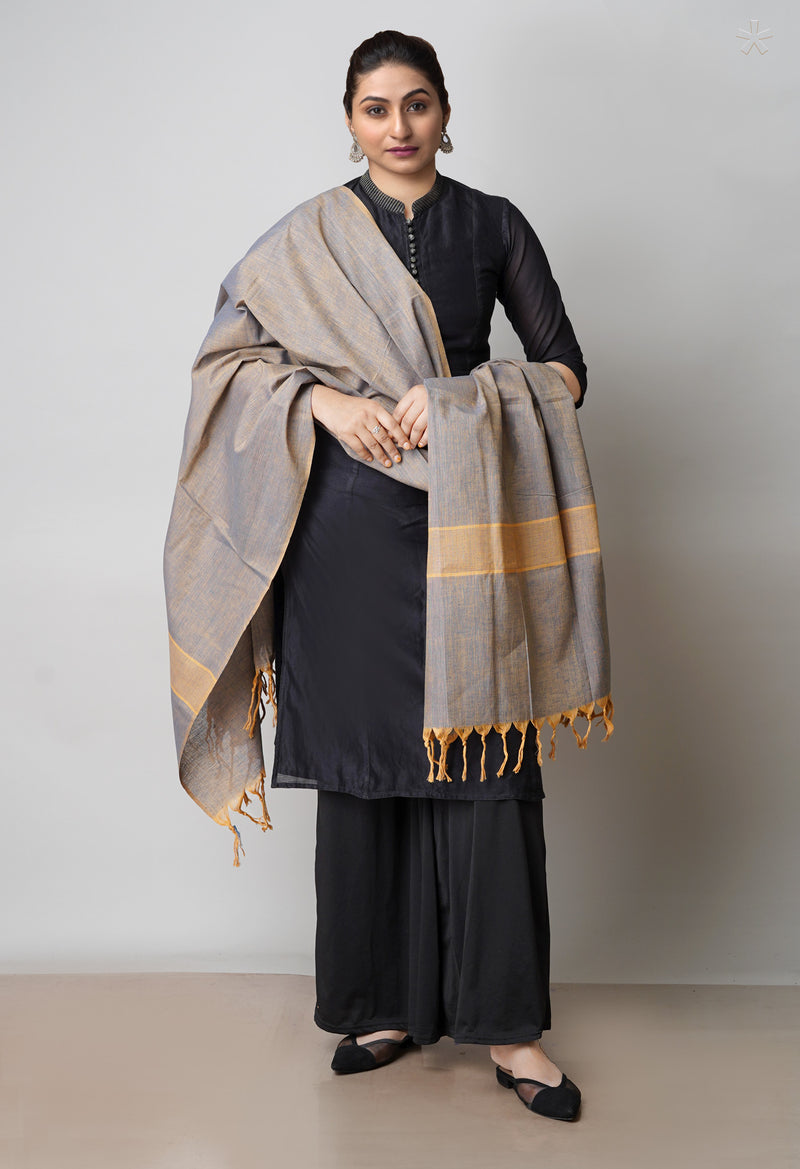 Bluish Brown Pure Plain Mangalgiri Cotton Dupatta–UDS4873