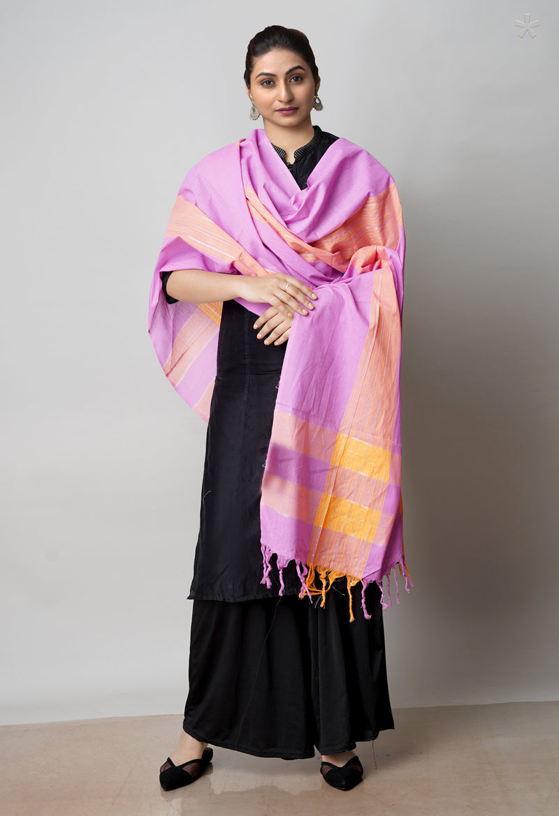 Violet-Brown Pure Plain Mangalgiri Cotton Dupatta–UDS4881