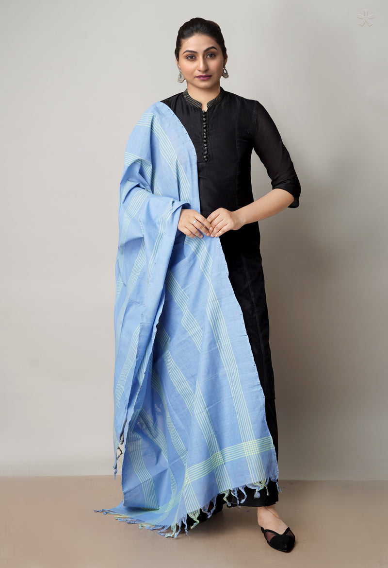 Blue Pure Plain Mangalgiri Cotton Dupatta–UDS4892