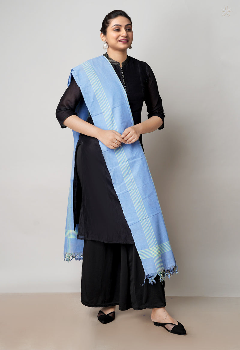Blue Pure Plain Mangalgiri Cotton Dupatta–UDS4892