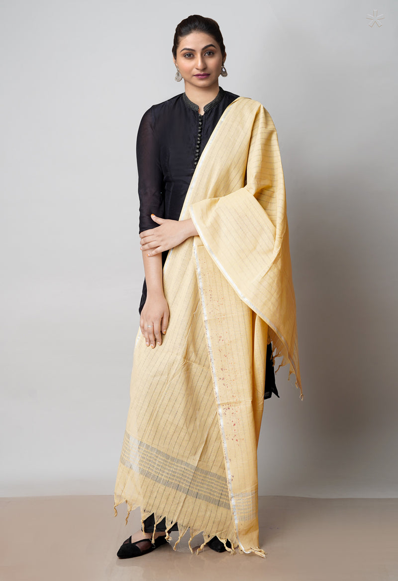 Cream Pure Plain Mangalgiri Cotton Dupatta–UDS4895