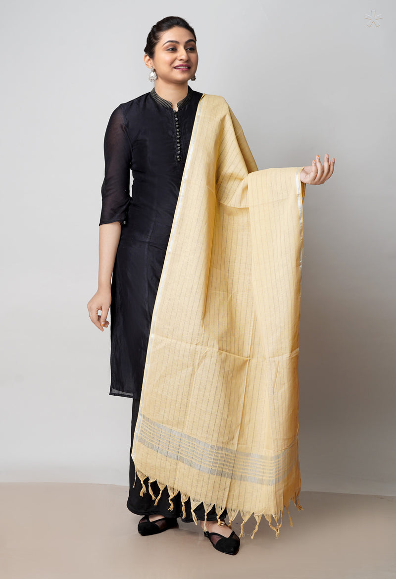 Cream Pure Plain Mangalgiri Cotton Dupatta–UDS4895