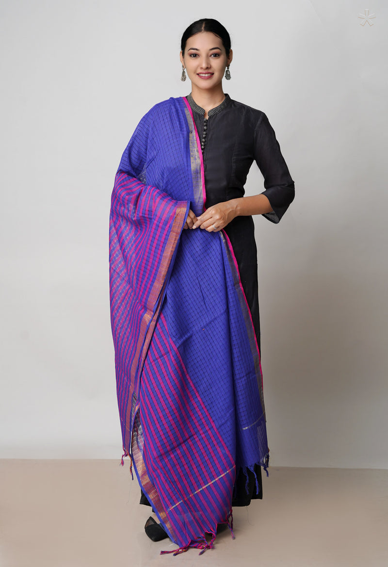 Blue Pure Plain Mangalgiri Cotton Dupatta–UDS4897