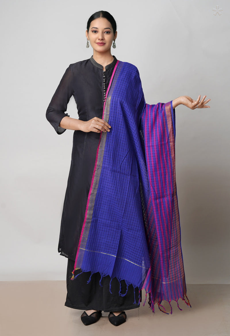 Blue Pure Plain Mangalgiri Cotton Dupatta–UDS4897
