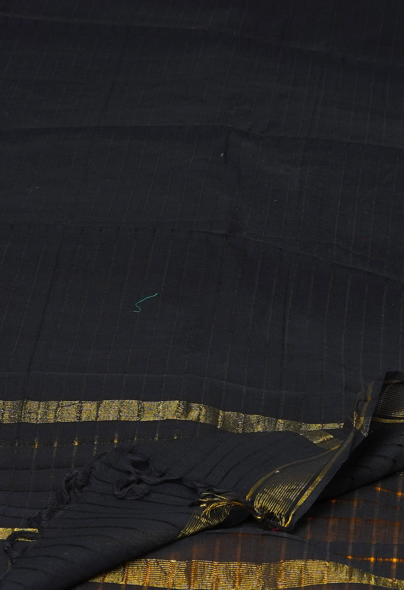 Black Pure Plain Mangalgiri Cotton Dupatta–UDS4898