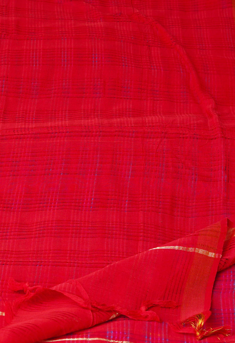 Red Pure Plain Mangalgiri Cotton Dupatta–UDS4911