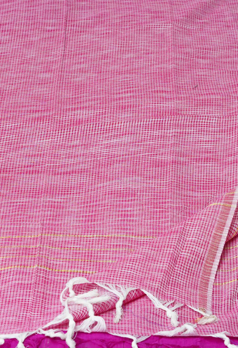 Pink Pure Plain Mangalgiri Cotton Dupatta–UDS4918