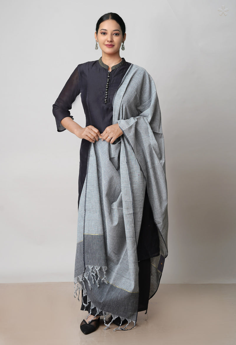 Grey Pure Plain Mangalgiri Cotton Dupatta–UDS4925