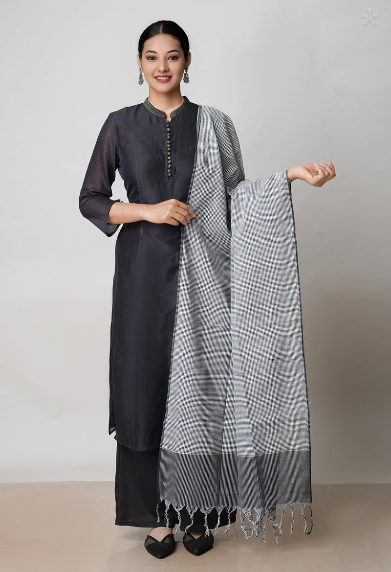 Grey Pure Plain Mangalgiri Cotton Dupatta–UDS4925