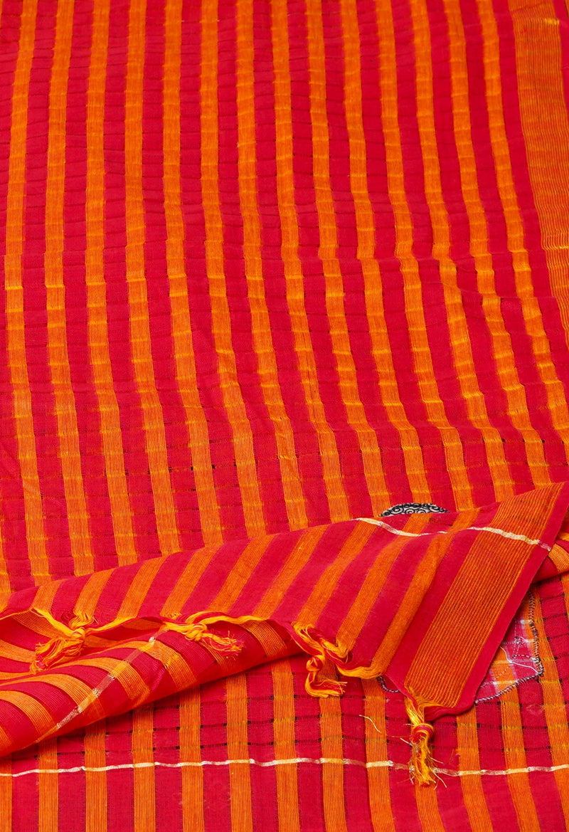 Red Pure Plain Mangalgiri Cotton Dupatta–UDS4933