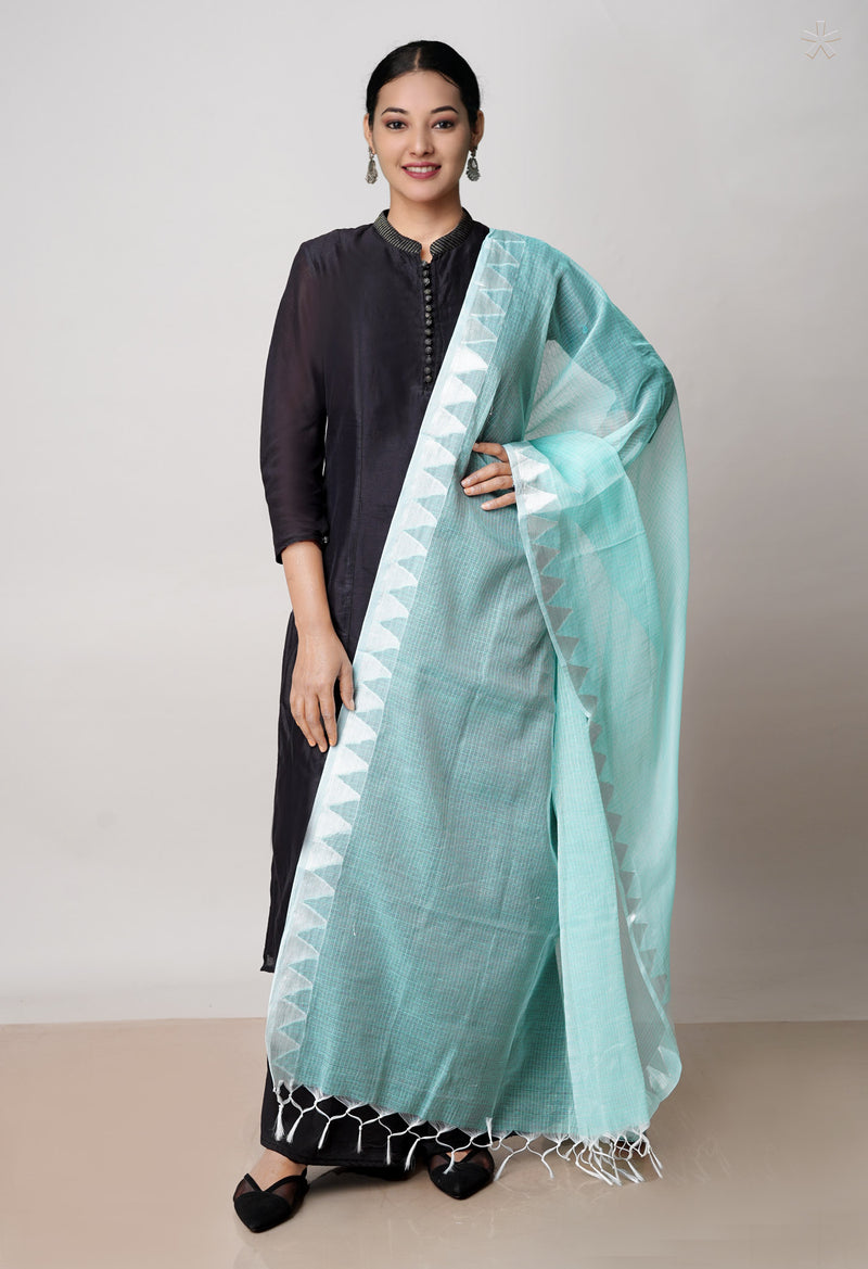 Turquoise Green Pure Plain Kota Dupatta–UDS4943