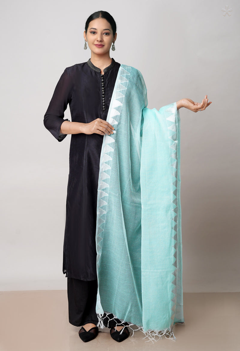 Turquoise Green Pure Plain Kota Dupatta–UDS4943