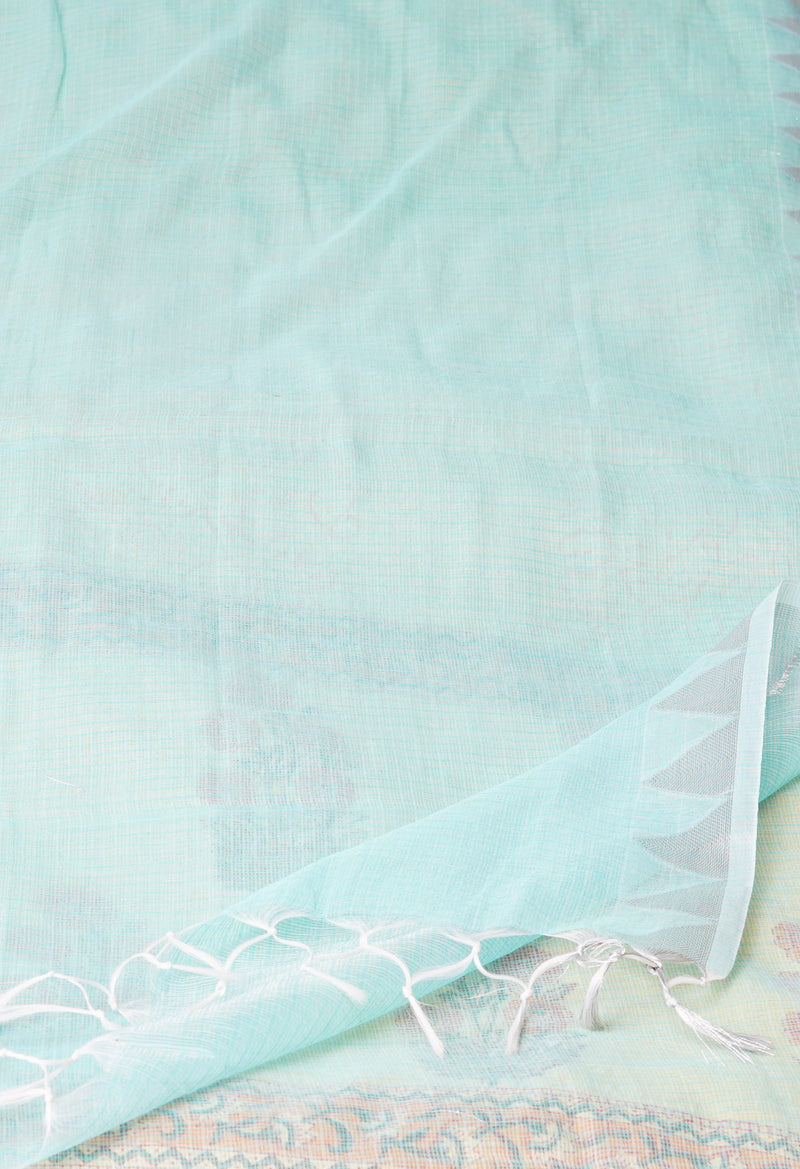 Turquoise Green Pure Plain Kota Dupatta–UDS4943