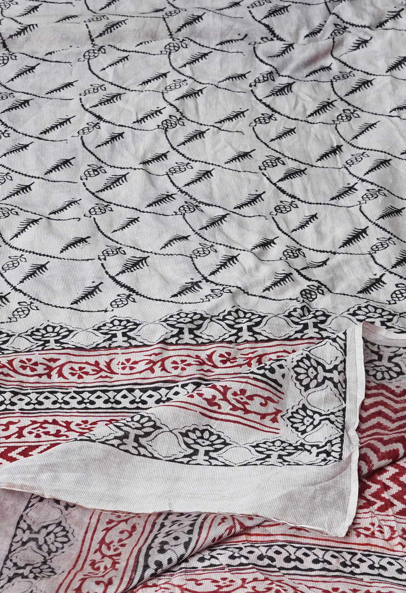 Beige Pure Chanderi Bagh Printed Dupatta–UDS4945