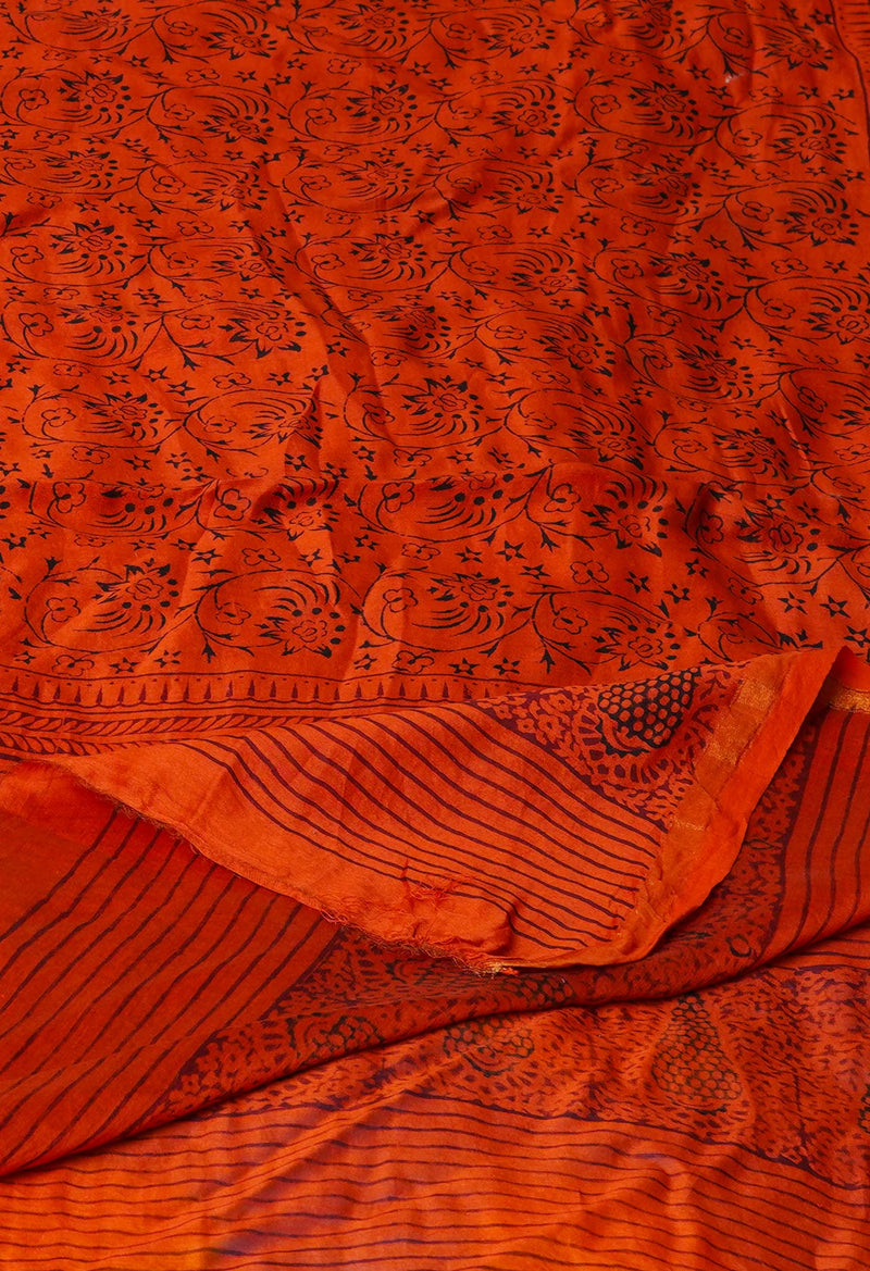 Orange Pure Chanderi Bagh Printed Dupatta–UDS4955