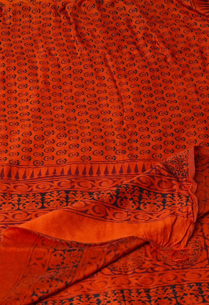 Rust Orange Pure Chanderi Bagh Printed Dupatta–UDS4956