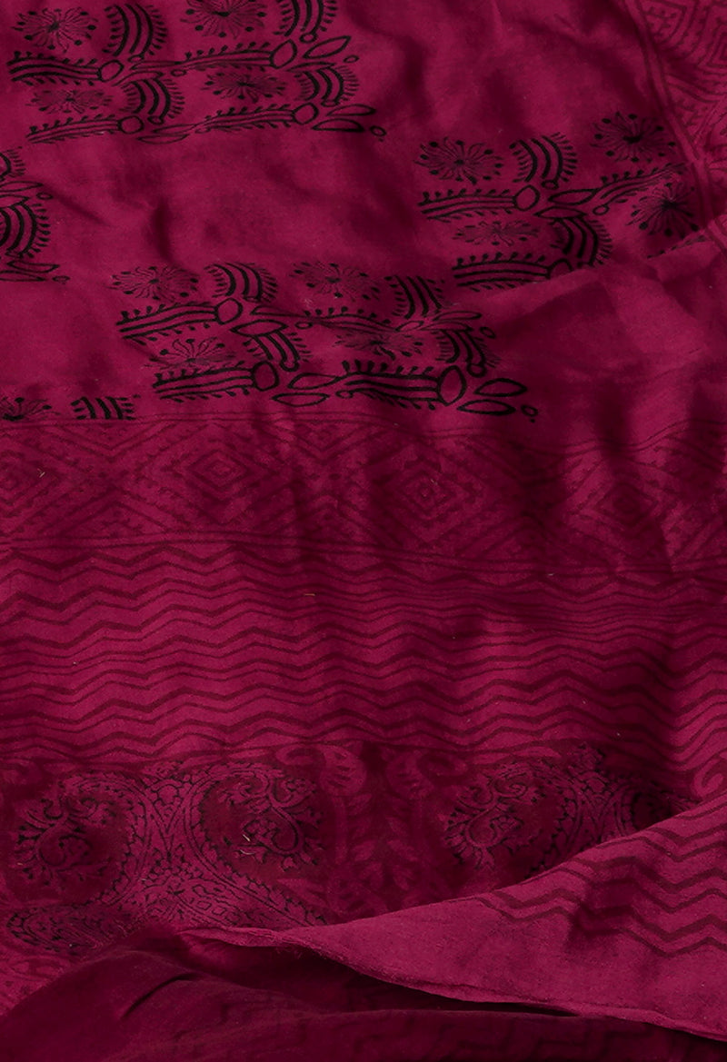 Maroon Pure Chanderi Bagh Printed Dupatta–UDS4959