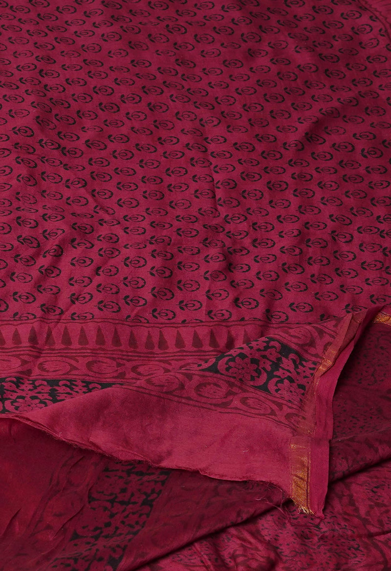 Maroon Pure Chanderi Bagh Printed Dupatta–UDS4964