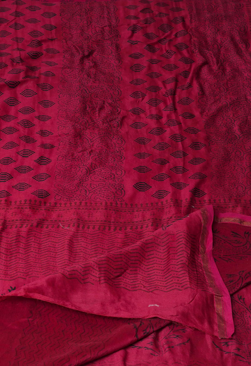 Red Pure Chanderi Bagh Printed Dupatta–UDS4965