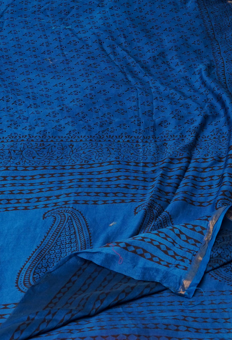 Blue Pure Chanderi Bagh Printed Dupatta–UDS4966