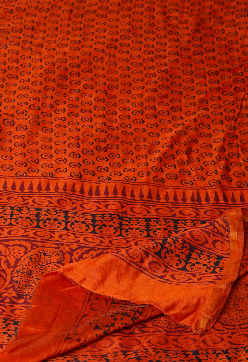 Orange Pure Chanderi Bagh Printed Dupatta–UDS4971