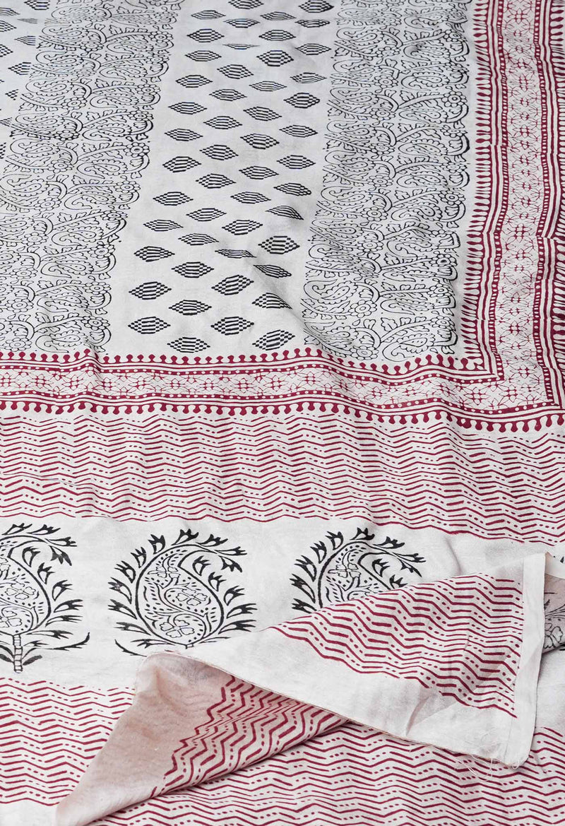 Beige Pure Chanderi Bagh Printed Dupatta–UDS4973