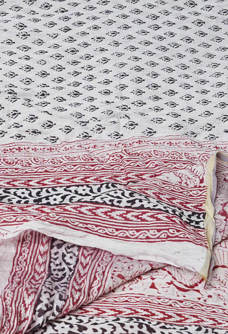 Beige Pure Chanderi Bagh Printed Dupatta–UDS4978