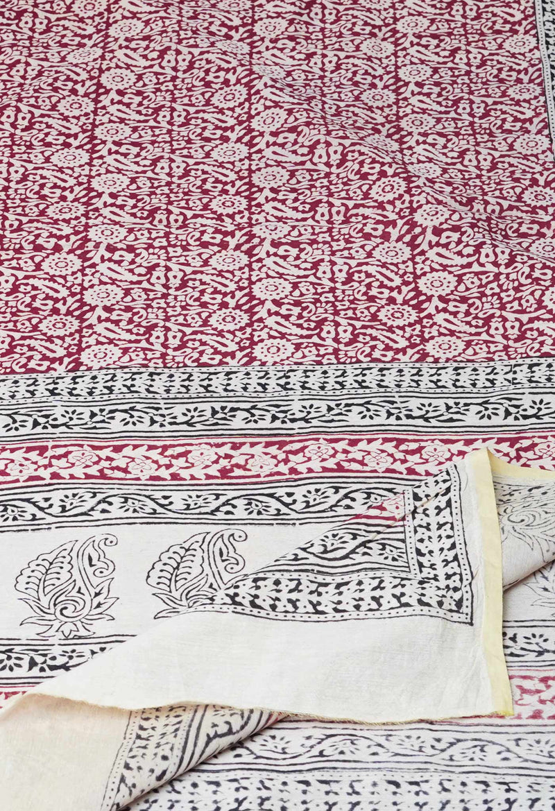 Half-White Pure Chanderi Bagh Printed Dupatta–UDS4979