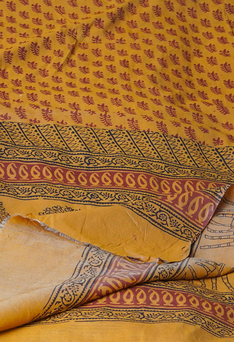 Sepia Brown Pure Chanderi Bagh Printed Dupatta–UDS4980